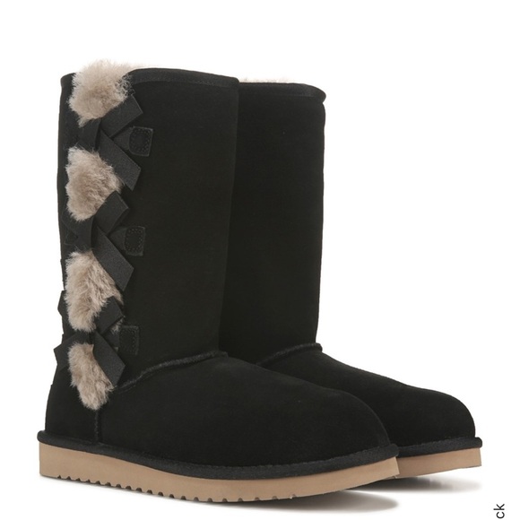 UGG Koolabura Tall Victoria Black Suede Winter Boots with Sherpa Lining. - Picture 1 of 11